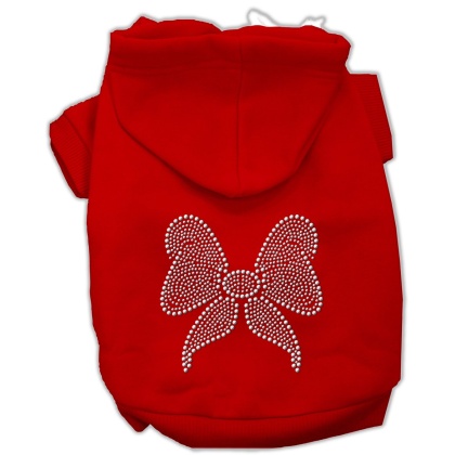 Rhinestone Bow Hoodies Red L