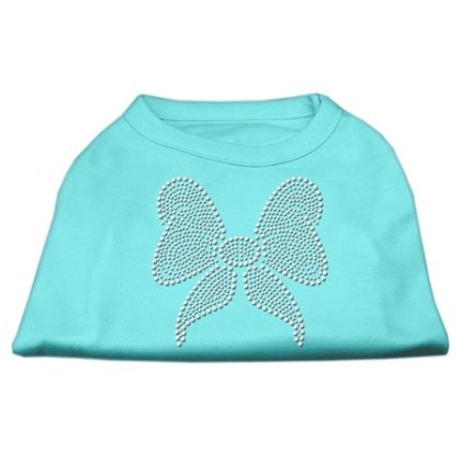 Rhinestone Bow Shirts Aqua L