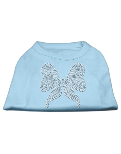 Rhinestone Bow Shirts Baby Blue L