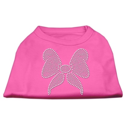 Rhinestone Bow Shirts Bright Pink L