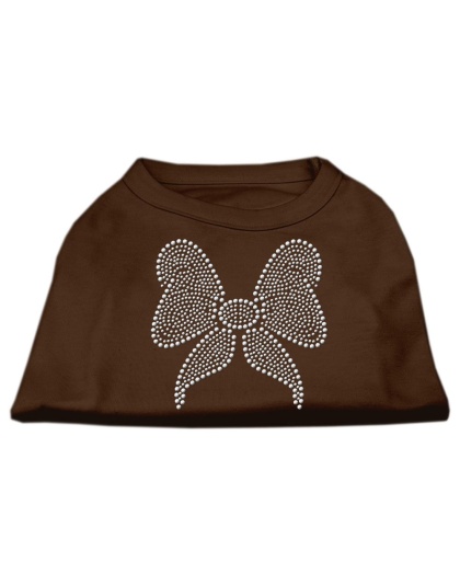 Rhinestone Bow Shirts Brown Lg