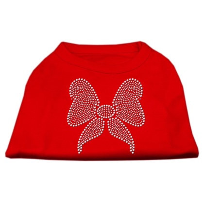 Rhinestone Bow Shirts Red L