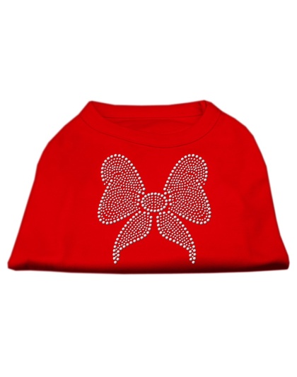 Rhinestone Bow Shirts Red L