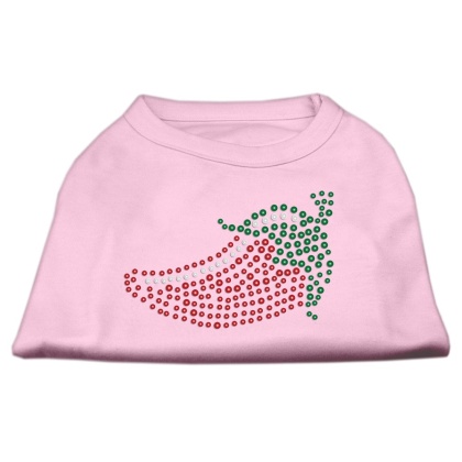 Rhinestone Chili Pepper Shirts Light Pink L