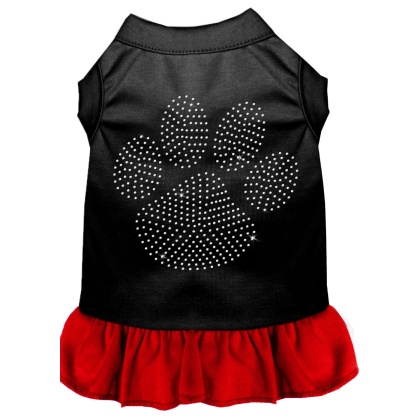 Rhinestone Clear Paw Dress Black with Red Lg