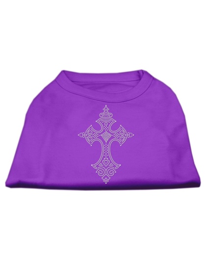 Rhinestone Cross Shirts Purple L