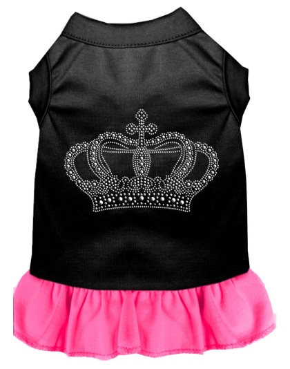 Rhinestone Crown Dress Black with Bright Pink Lg