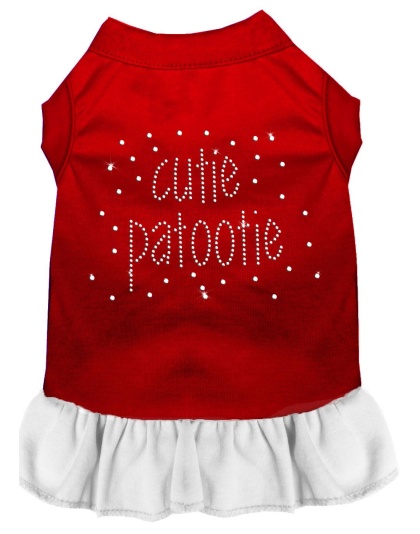 Rhinestone Cutie Patootie Dress Red with White Lg