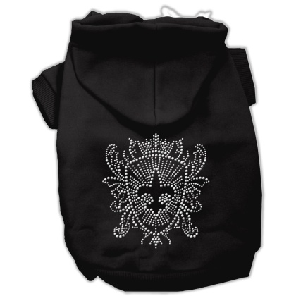 Rhinestone Fleur De Lis Shield Hoodies Black L