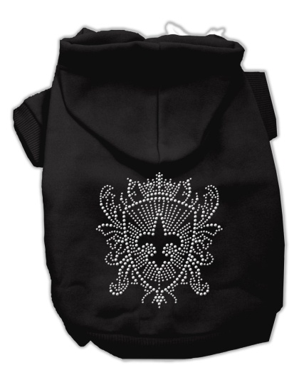 Rhinestone Fleur De Lis Shield Hoodies Black L