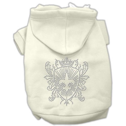 Rhinestone Fleur De Lis Shield Hoodies Cream L