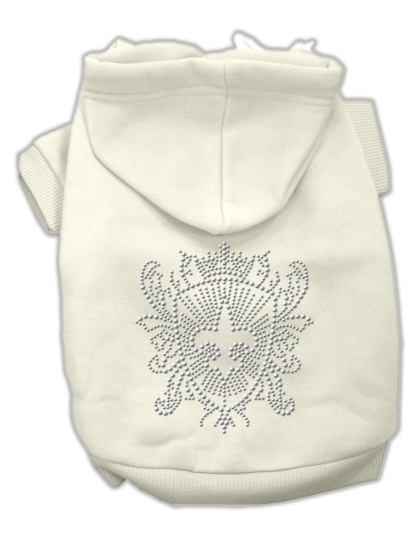 Rhinestone Fleur De Lis Shield Hoodies Cream L