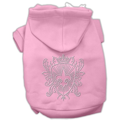 Rhinestone Fleur De Lis Shield Hoodies Pink L