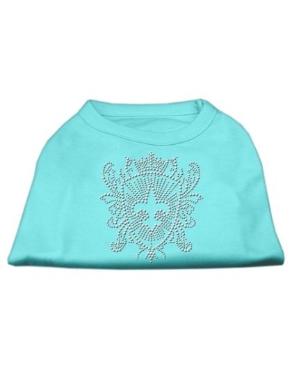 Rhinestone Fleur De Lis Shield Shirts Aqua L