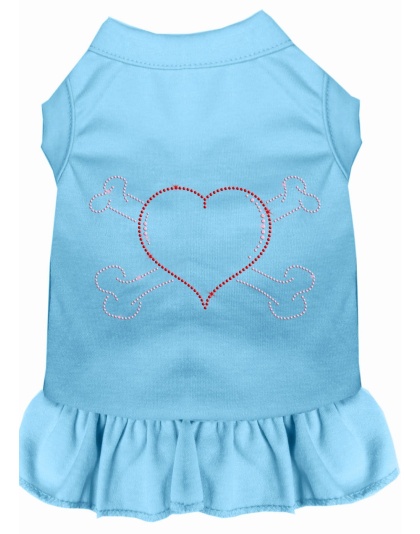 Rhinestone Heart and crossbones Dress Baby Blue 4X