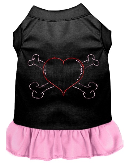 Rhinestone Heart and crossbones Dress Black with Light Pink Lg