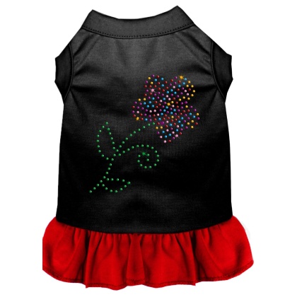 Rhinestone Multi Flower Dress Black with Red Lg