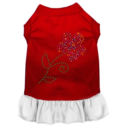 Rhinestone Multi Flower Dress Red with White Lg