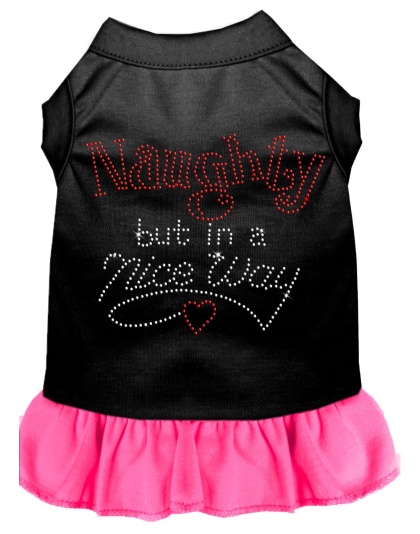 Rhinestone Naughty but in a nice way Dress Black with Bright Pink Lg