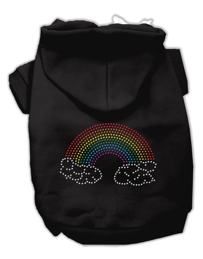 Rhinestone Rainbow Hoodies Black L