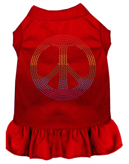 Rhinestone Rainbow Peace Dress Red 4X