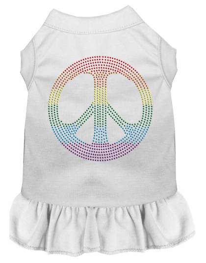 Rhinestone Rainbow Peace Dress White 4X