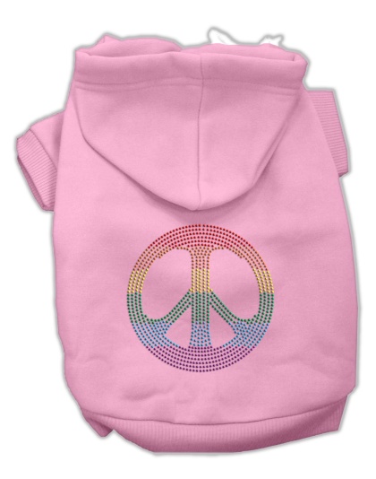 Rhinestone Rainbow Peace Sign Hoodies Pink L