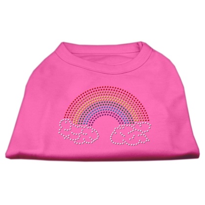 Rhinestone Rainbow Shirts Bright Pink L