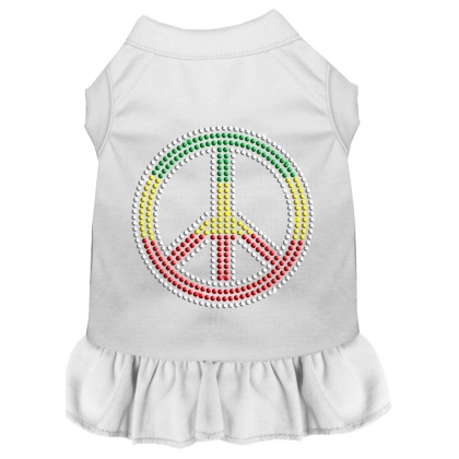 Rhinestone Rasta Peace Dress White 4X