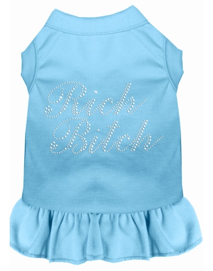 Rhinestone Rich Bitch Dress Baby Blue 4X