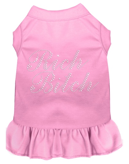 Rhinestone Rich Bitch Dress Light Pink 4X