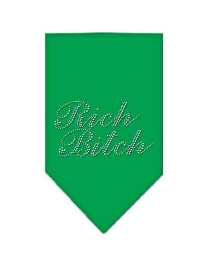 Rich Bitch Rhinestone Bandana Emerald Green Large