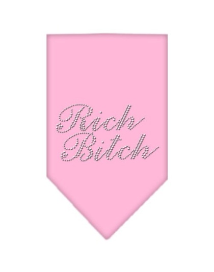 Rich Bitch Rhinestone Bandana Light Pink Large