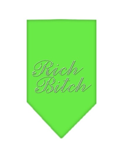 Rich Bitch Rhinestone Bandana Lime Green Large