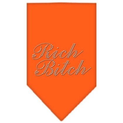 Rich Bitch Rhinestone Bandana Orange Large