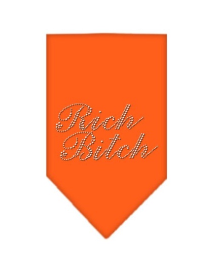 Rich Bitch Rhinestone Bandana Orange Large