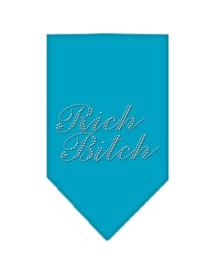 Rich Bitch Rhinestone Bandana Turquoise Large