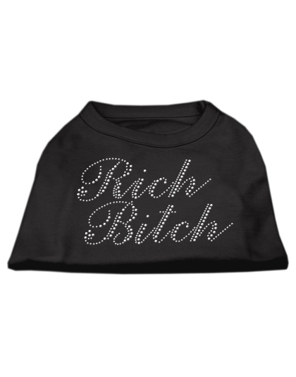 Rich Bitch Rhinestone Shirts Black L