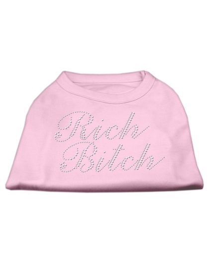 Rich Bitch Rhinestone Shirts Light Pink L