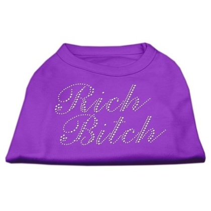 Rich Bitch Rhinestone Shirts Purple L