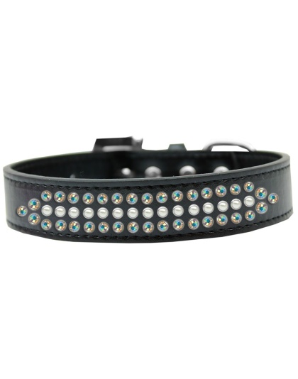 Ritz Pearl and AB Crystal Dog Collar Black Size 12