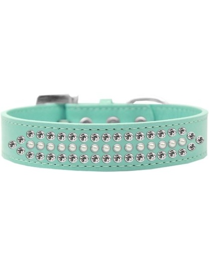 Ritz Pearl and Clear Crystal Dog Collar Aqua Size 12