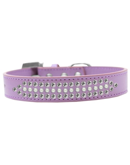 Ritz Pearl and Clear Crystal Dog Collar Lavender Size 12