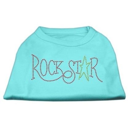 RockStar Rhinestone Shirts Aqua L