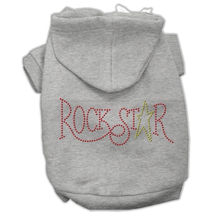 Rock Star Rhinestone Hoodies Grey L