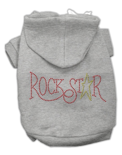 Rock Star Rhinestone Hoodies Grey L