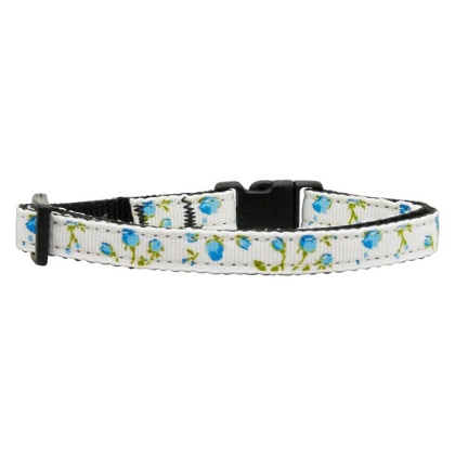 Roses Nylon Ribbon Collar Blue Cat Safety