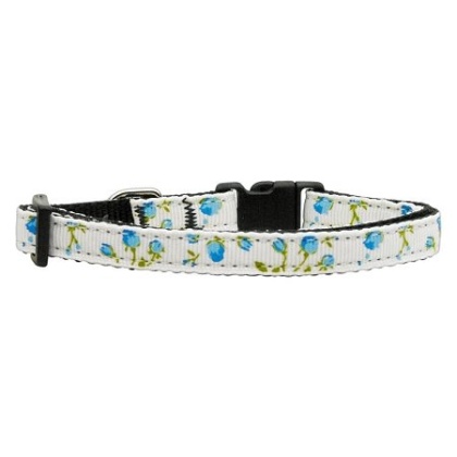 Roses Nylon Ribbon Collar Blue Small