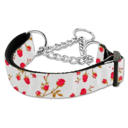 Roses Nylon Ribbon Collar Martingale Large Red