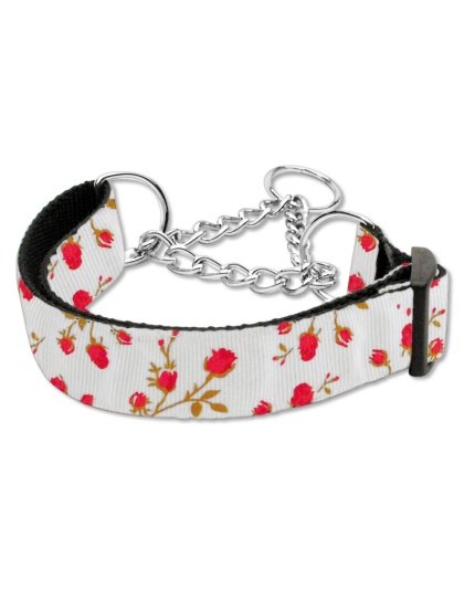 Roses Nylon Ribbon Collar Martingale Large Red